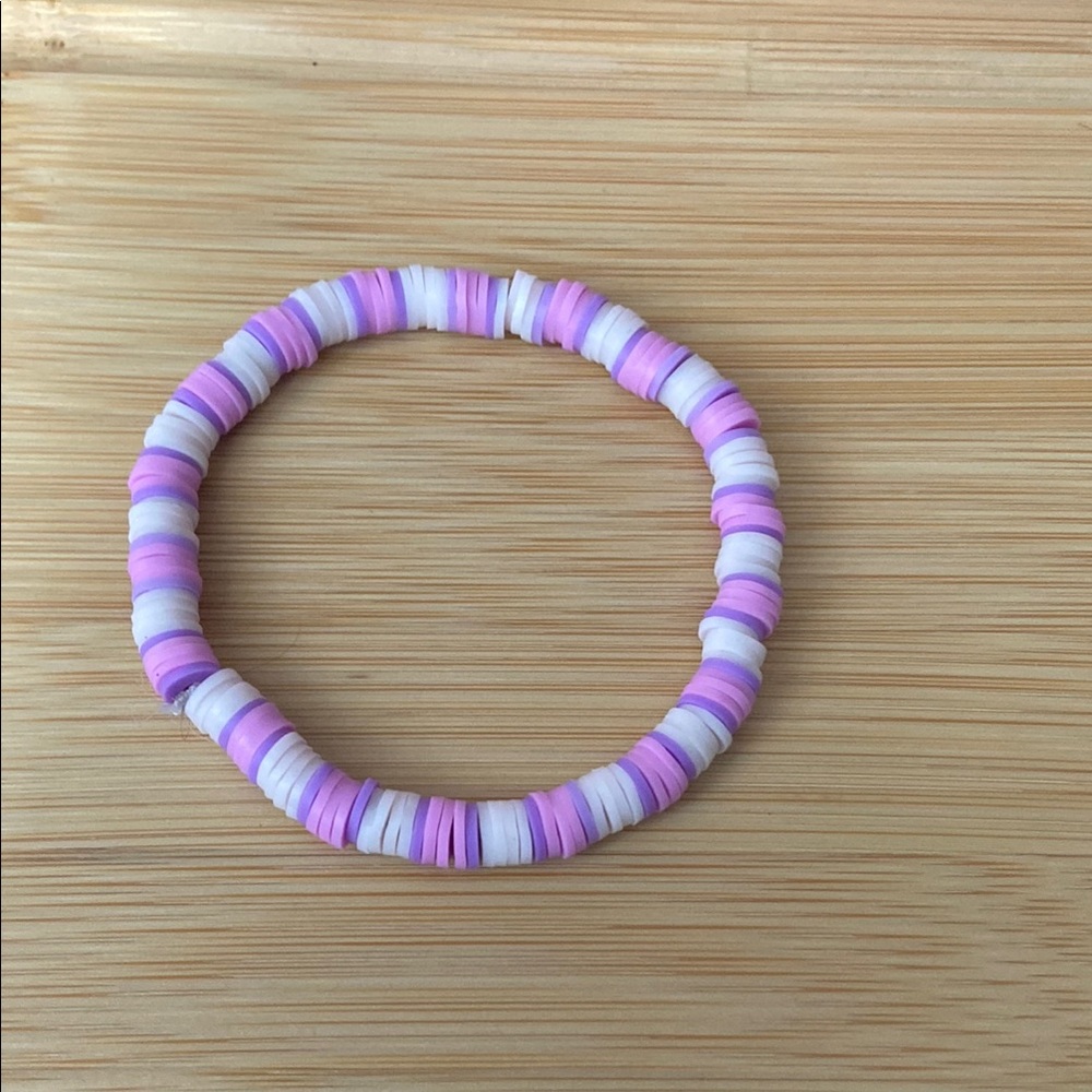 Pink and White Beaded Bracelet